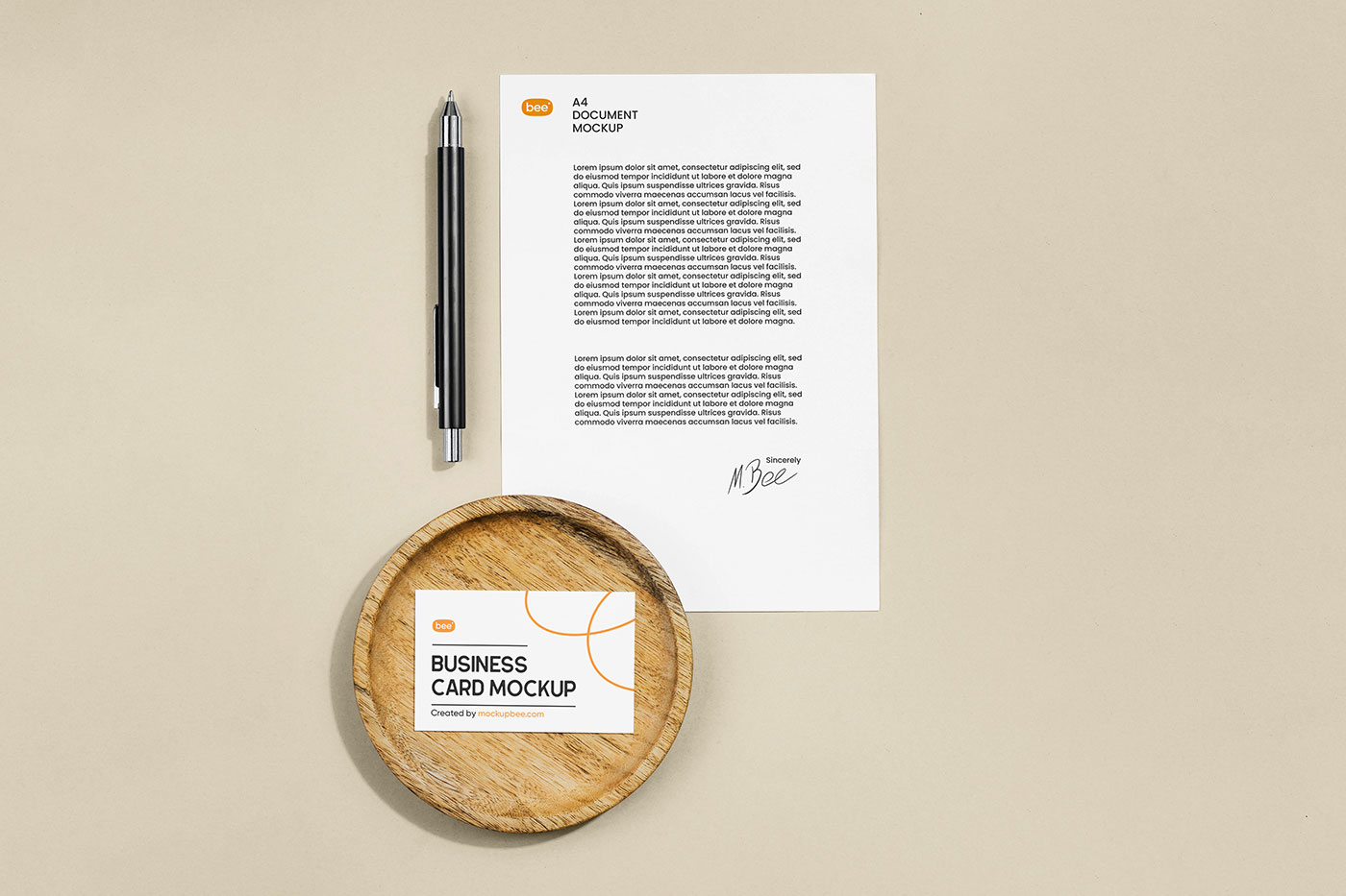Free Letterhead with Business Card Mockup PSD Template