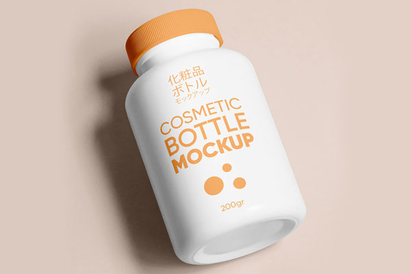 Free Lying Cosmetic Bottle Mockup PSD Template