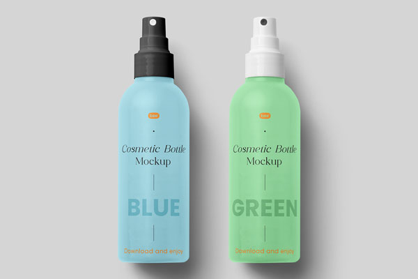 Free Lying Cosmetic Spray Bottle Mockup PSD Template