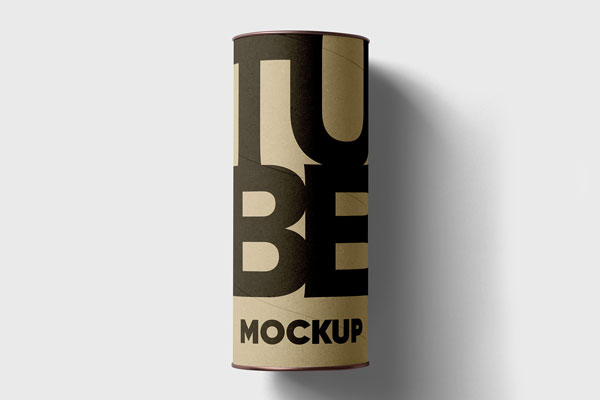 Free Lying Tube Box Mockup PSD Template