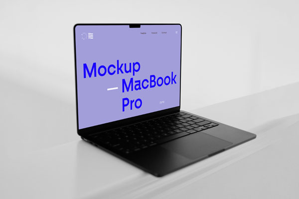 Free MacBook Pro on Floor Mockup PSD Template