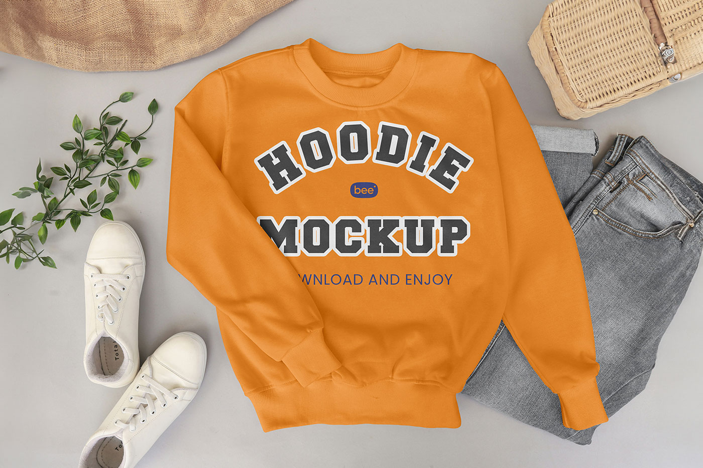 Free Material Cotton Hoodie Mockup PSD Template