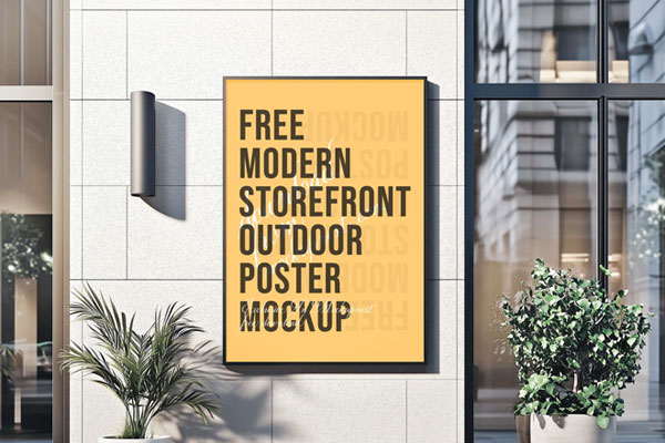 Free Modern Storefront Outdoor Poster Mockup PSD Template