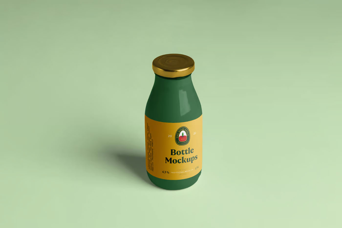 Free Small Glass Juice Bottle Mockup PSD Template