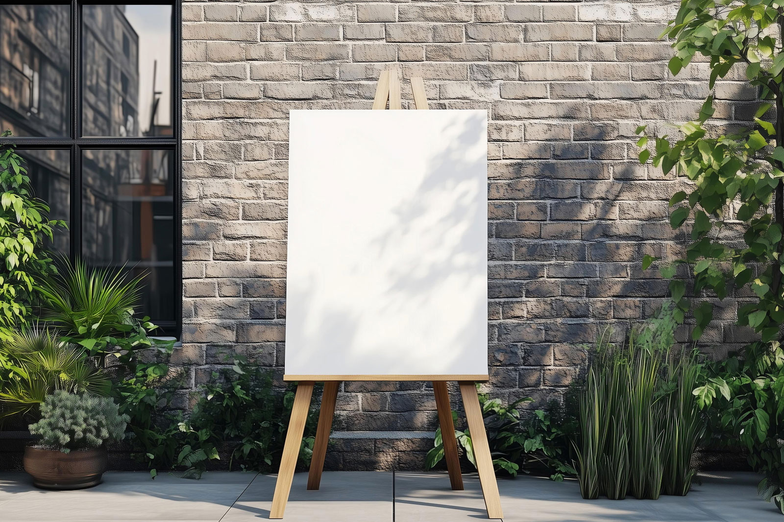 Free Outdoor Wooden Easel Poster Mockup PSD Template