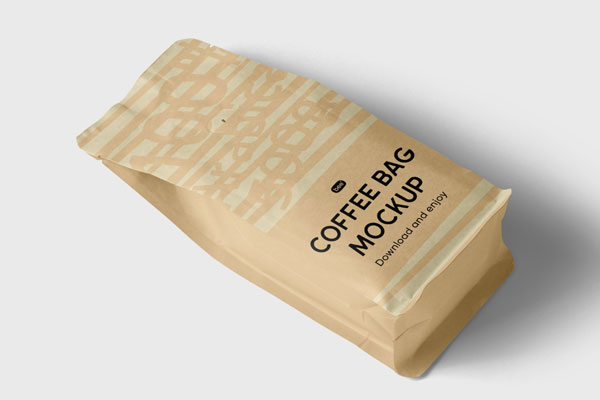 Free Perspective Coffee Bag Mockup PSD Template