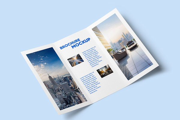 Free Perspective Trifold Brochure Mockup PSD Template