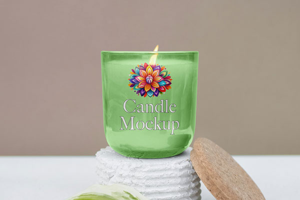 Free Candle on Stand Mockup PSD Template