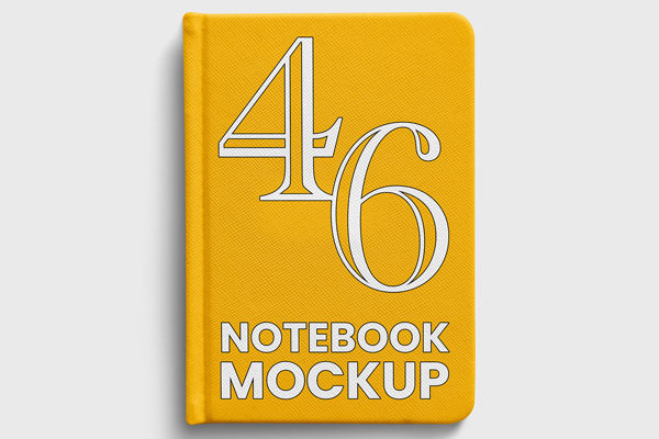 Free Notebook with Textured Cover Mockup PSD Template