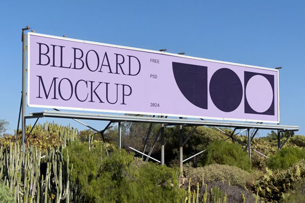 Free Outdoor Wide Billboard Mockup PSD Template