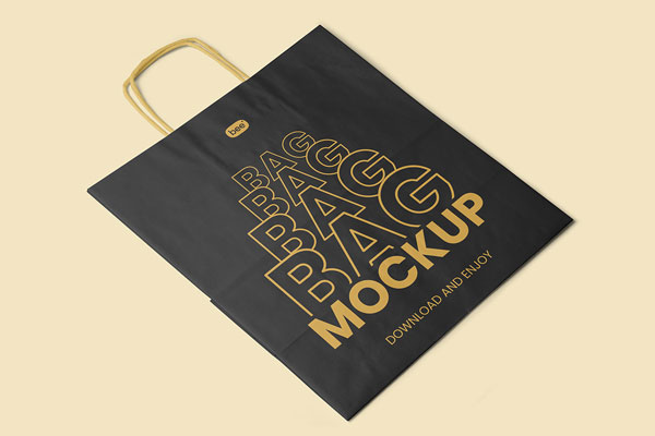 Free Paper Bag in Perspective Mockup PSD Template
