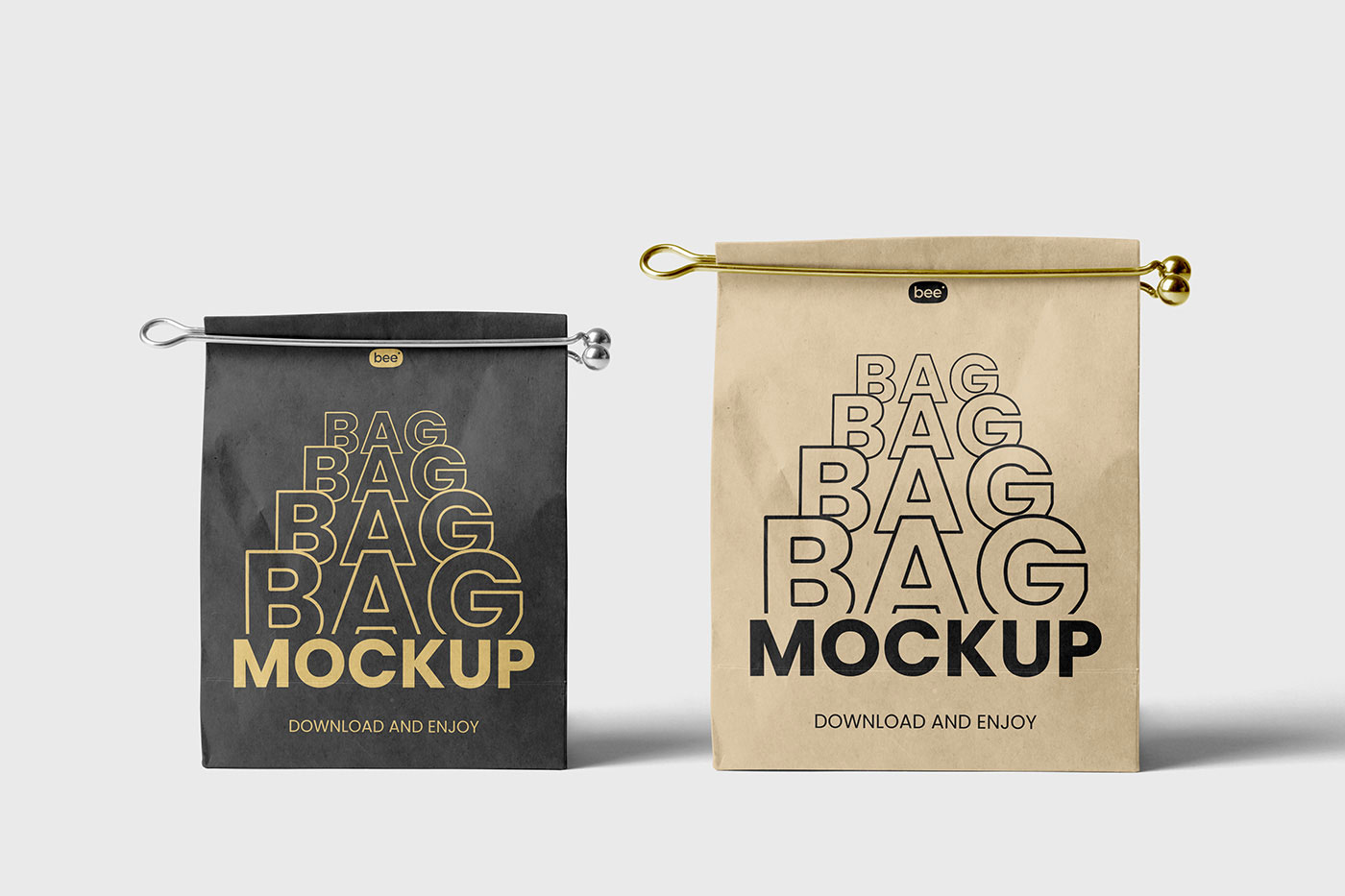 Free Paper Bag with Clip Mockups PSD Template