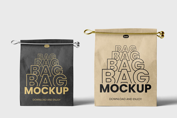 Free Paper Bag with Clip Mockups PSD Template