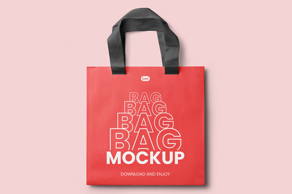 Free Paper Bag with Wide Handle Mockup PSD Template
