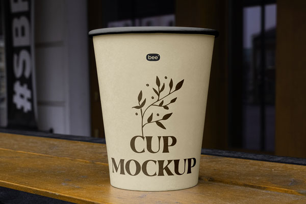 Free Perspective Paper Cup Mockup PSD Template