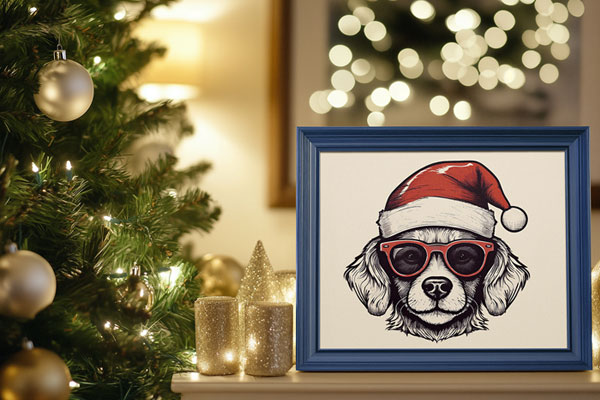 Free Photo Frame with Christmas Tree Mockup PSD Template