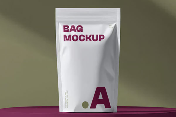 Free Plastic Coffee Bag Mockup PSD Template
