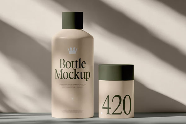 Free Plastic Cosmetic Bottle and Deodorant Mockup PSD Template