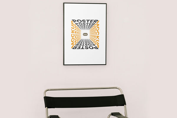 Free Poster Above Chair Mockup PSD Template