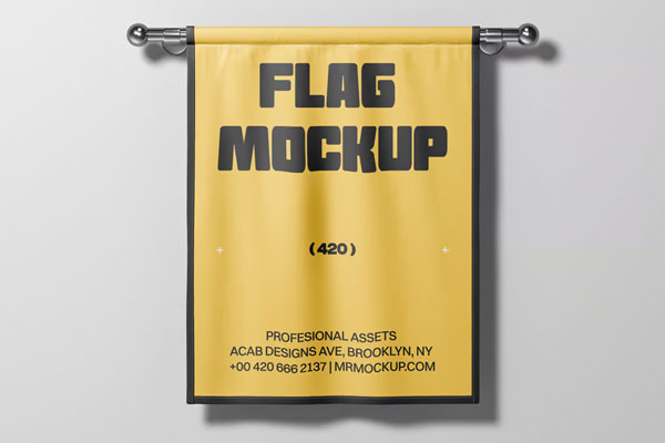Free Rectangle Pennant Flag Mockup PSD Template