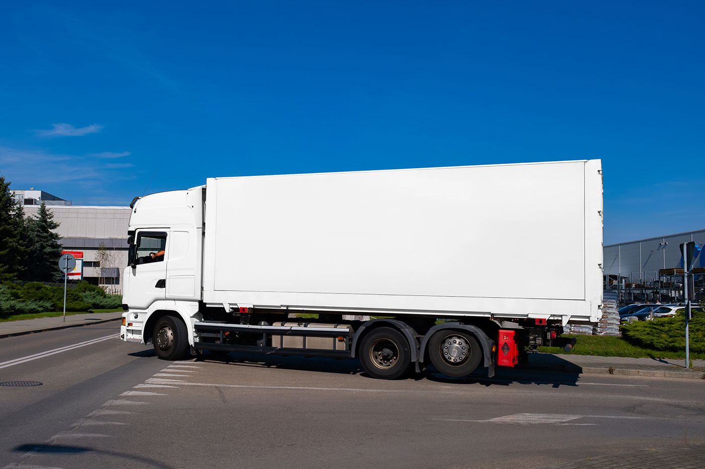 Free Semi Truck on Street Mockup PSD Template