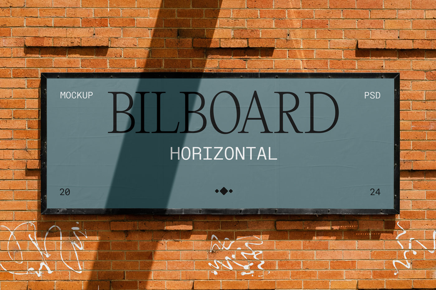 Free Small Billboard on Brick Wall Mockup PSD Template