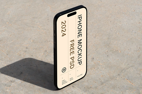 Free Standing iPhone Pro Mockup PSD Template