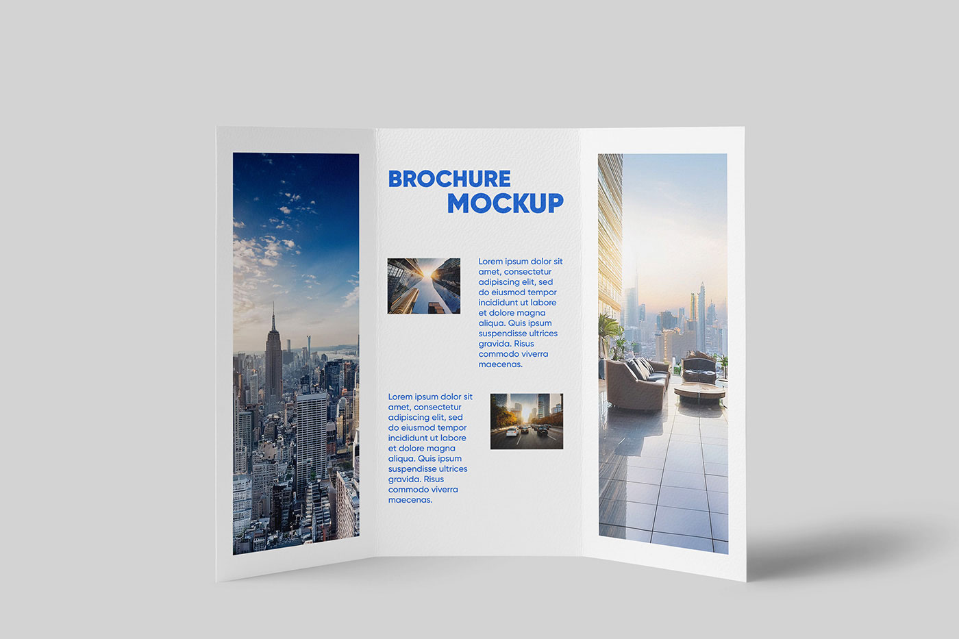 Free Standing Trifold Brochure Mockup PSD Template