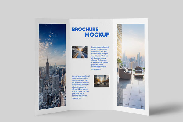 Free Standing Trifold Brochure Mockup PSD Template