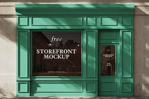 Free Storefront Mockup Classic Facade PSD Template