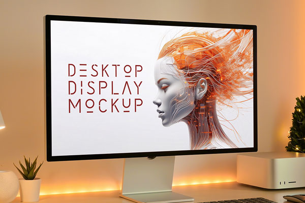 Free Studio Display Screen Mockup PSD Template