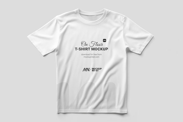 Free T-Shirt Mockup on Floor PSD Template