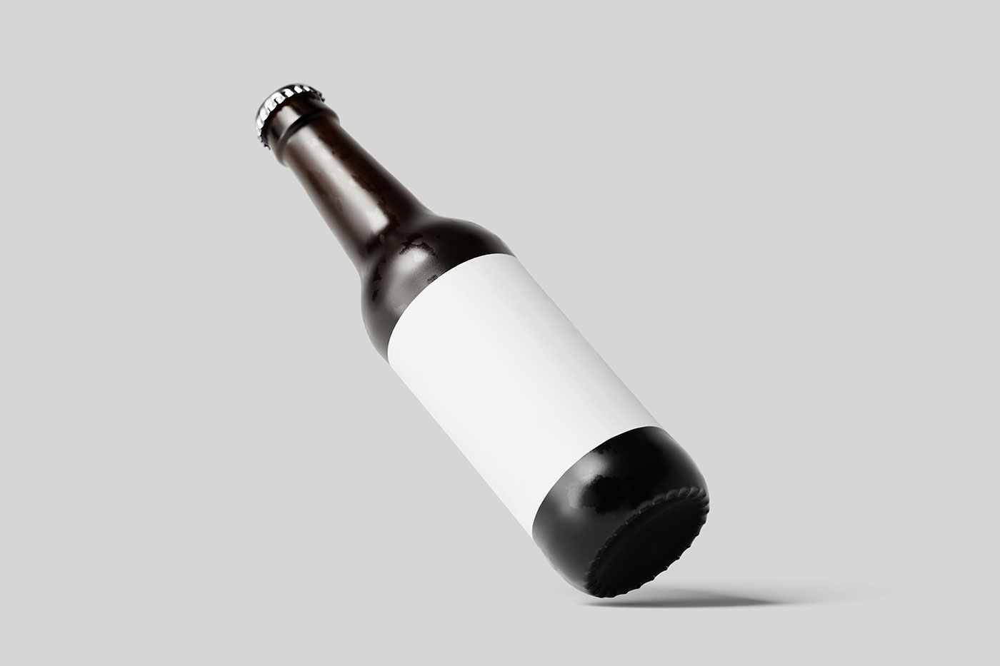 Free Tilted Beer Bottle Mockup PSD Template