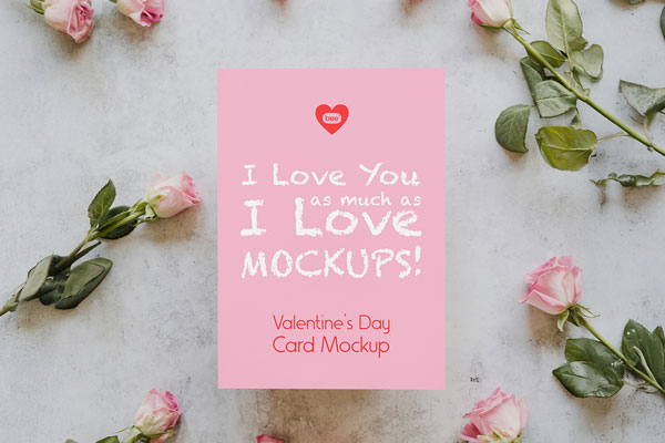 Free Valentines Day Card Mockup PSD Template