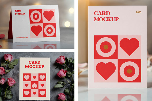 Free Valentines Day Card Package Mockups PSD Template