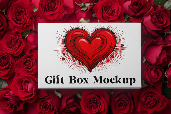 Free Valentines Day Gift Box Mockup PSD Template