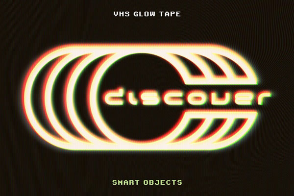 Free VHS Glowing Tape Text Effect / Logo Mockup PSD Template