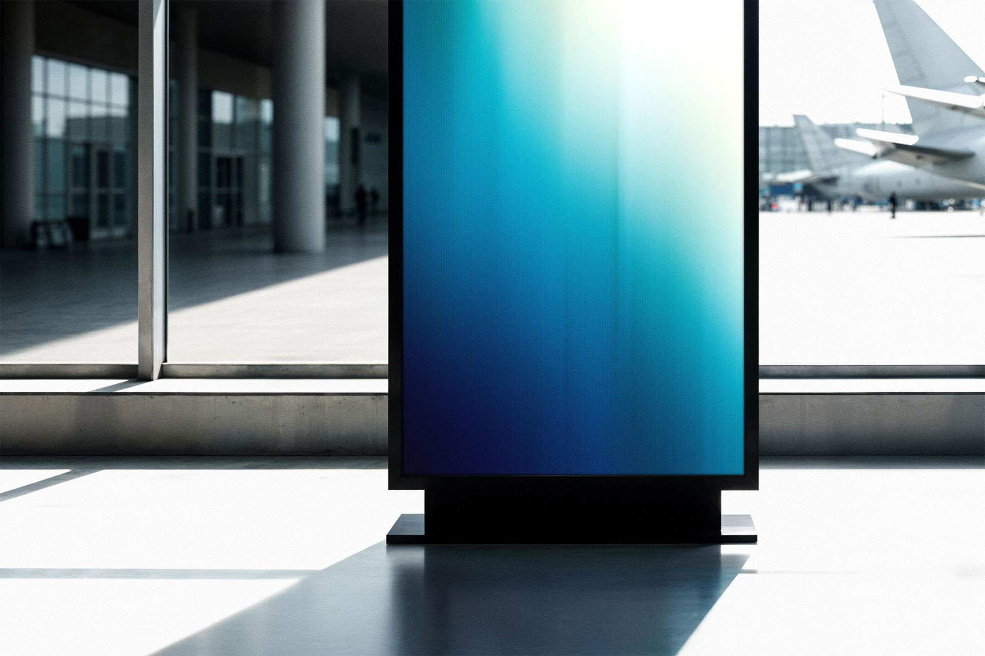 Free Airport Digital Screen Mockup PSD Template
