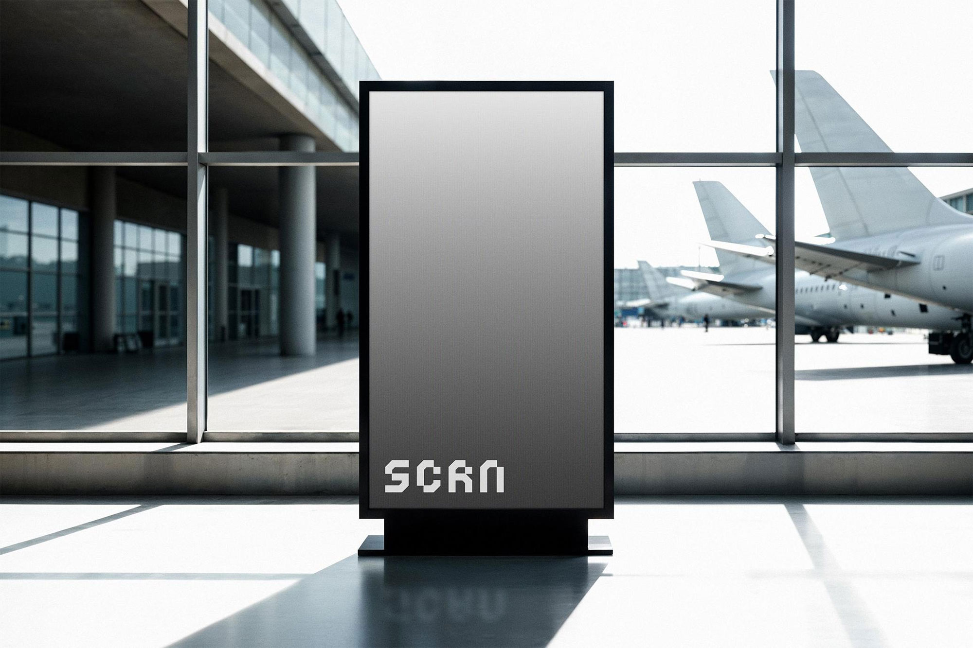 Free Airport Digital Screen Mockup PSD Template