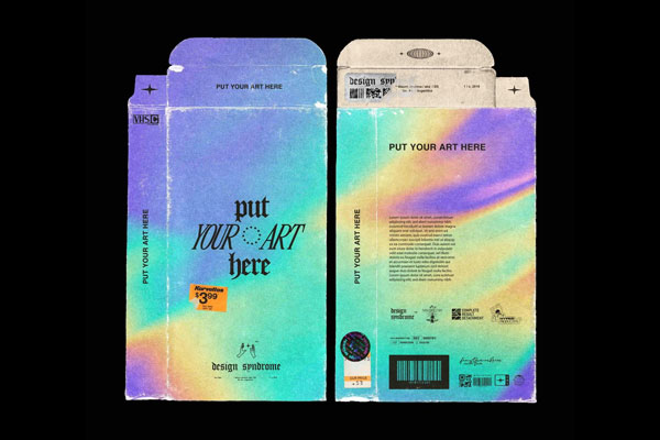 Free Distressed VHS Sleeve Mockup PSD Template