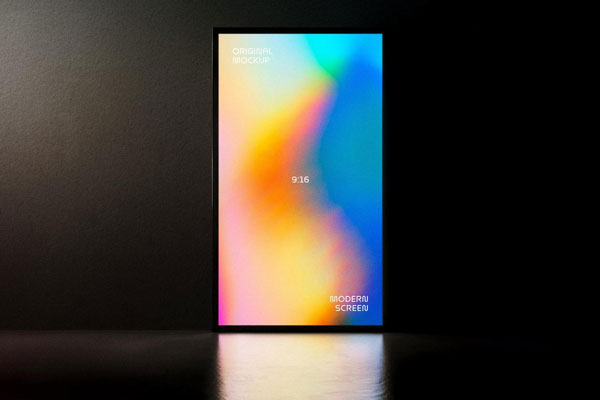 Free Glowing Screen Mockup PSD Template