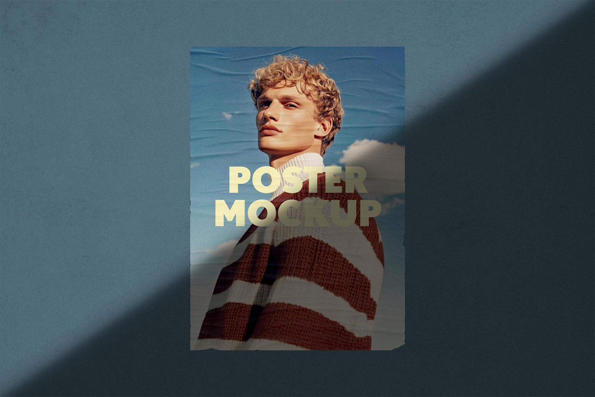 Free Glued Poster Mockup with Shadow Overlay PSD Template