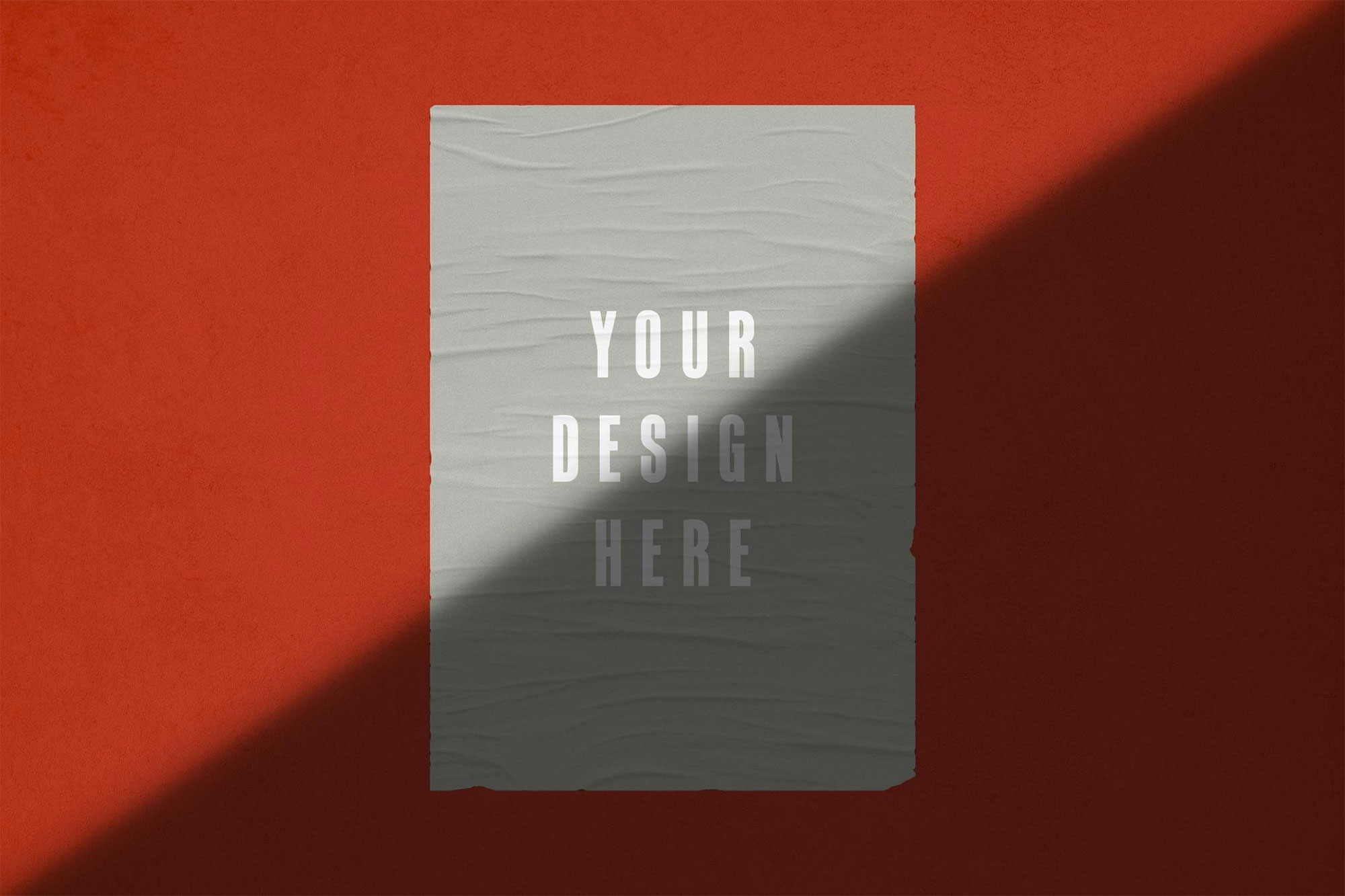 Free Glued Poster Mockup with Shadow Overlay PSD Template