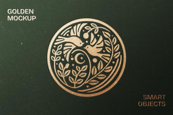 Free Gold Pressed Logo Mockup PSD Template
