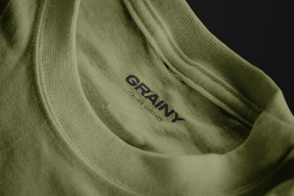 Free Grainy Neck Label T-Shirt Mockup PSD Template