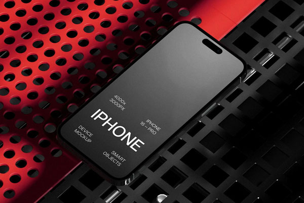 Free Grunge iPhone 16 Pro Mockup PSD Template