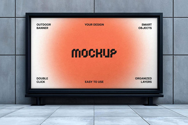 Free Indoor Advertising Banner Mockup PSD Template