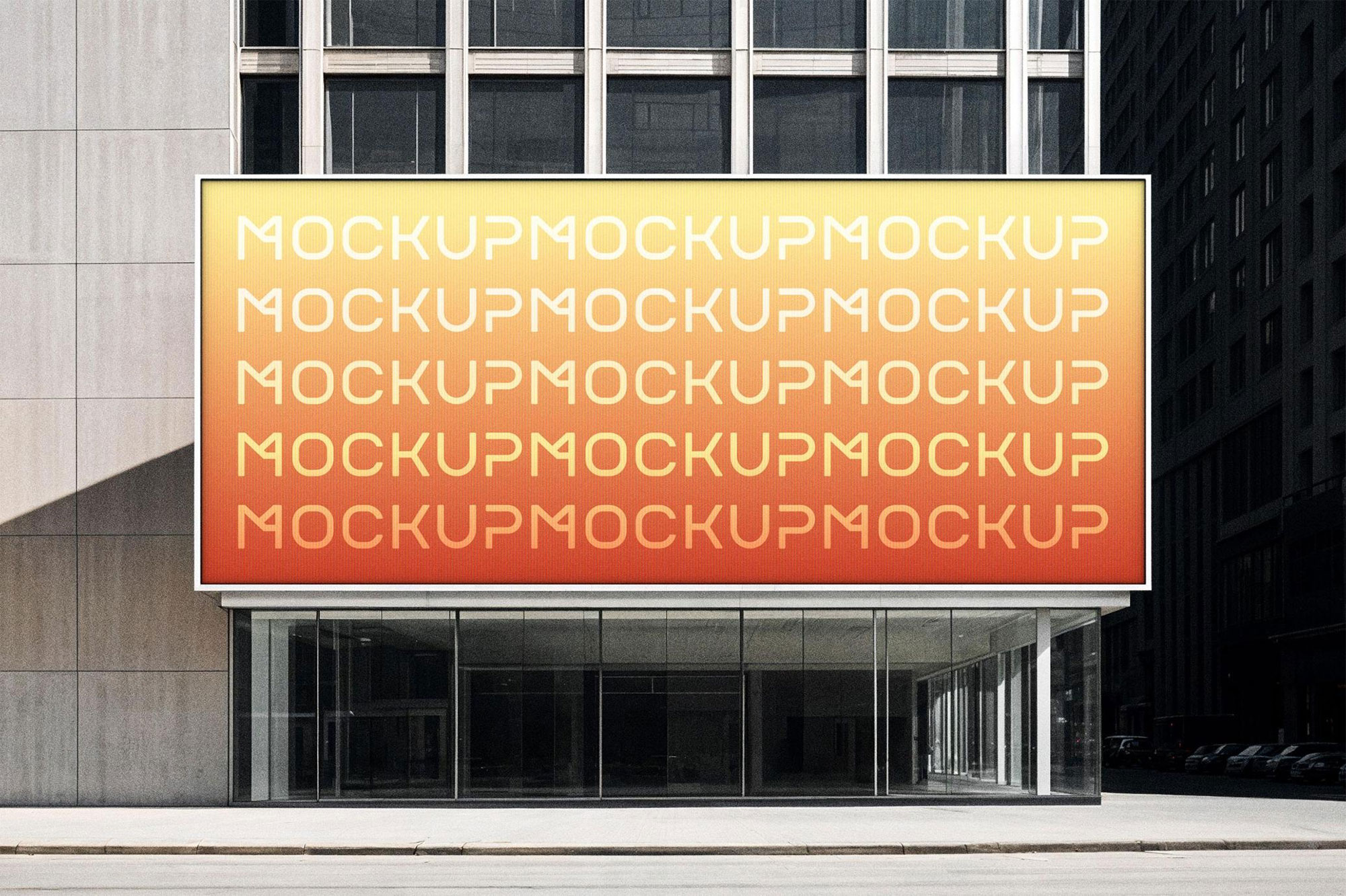 Free Large Outdoor 21:9 Screen Mockup PSD Template