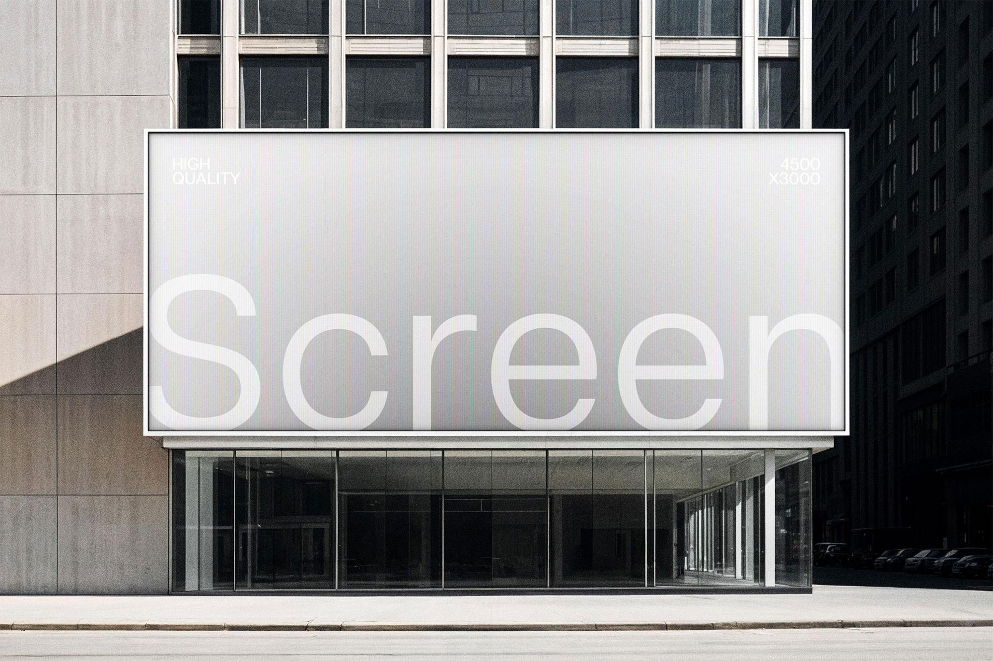 Free Large Outdoor 21:9 Screen Mockup PSD Template