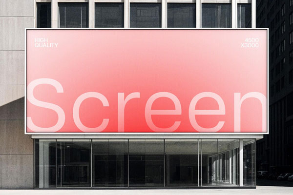 Free Large Outdoor 21:9 Screen Mockup PSD Template
